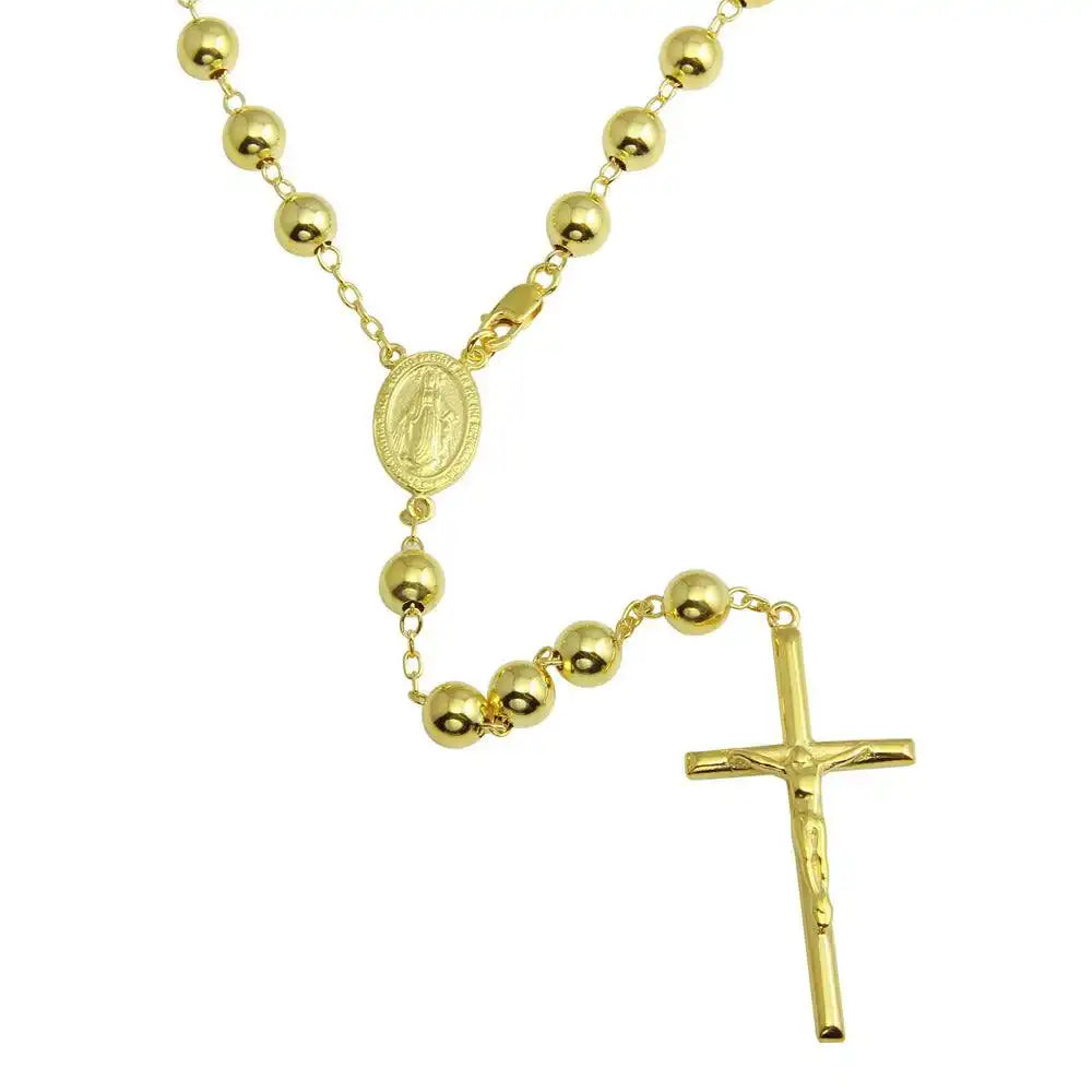 925 Sterling Silver Gold Plated Beaded Rosary