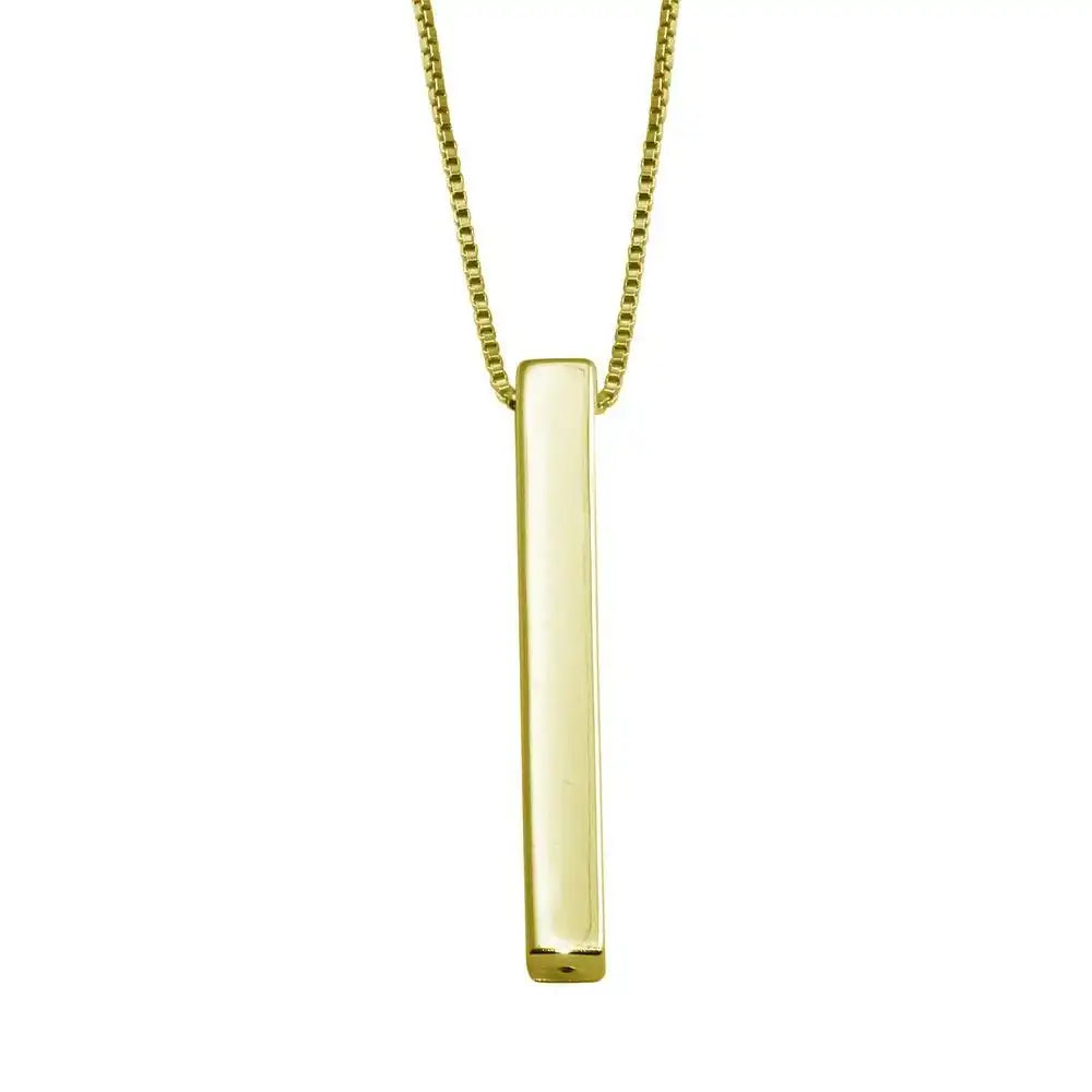 925 Sterling Silver Gold Plated Drop Down Bar Necklace