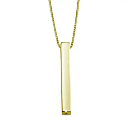 925 Sterling Silver Gold Plated Drop Down Bar Necklace