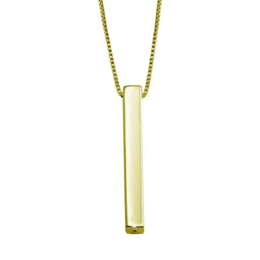 925 Sterling Silver Gold Plated Drop Down Bar Necklace