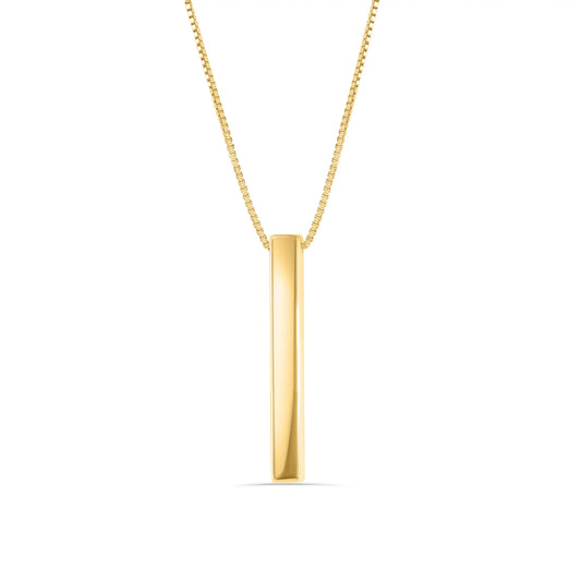 925 Sterling Silver Gold Plated Drop Down Bar Necklace