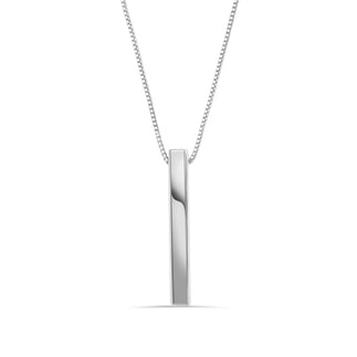 925 Sterling Silver Rhodium Plated Drop Down Bar Necklace