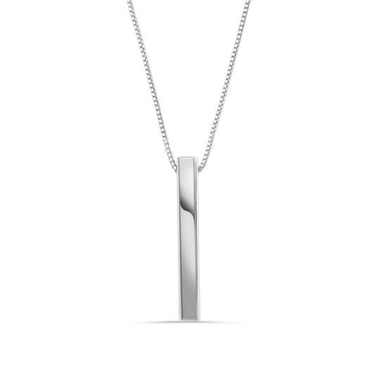 925 Sterling Silver Rhodium Plated Drop Down Bar Necklace