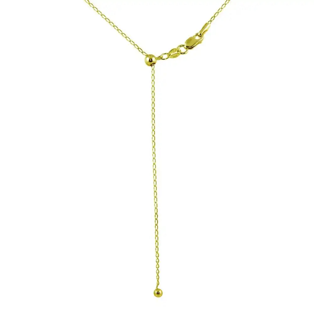 925 Sterling Silver Gold Plated Adjustable Link Slider Chain with Hanging Bead