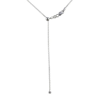 925 Sterling Silver Rhodium Plated Adjustable Link Slider Chain with Hanging Bead