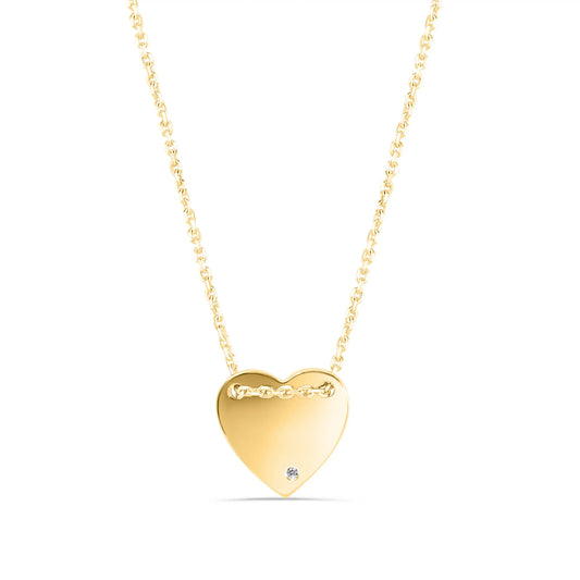 925 Sterling Silver Gold Plated Engravable Heart Shaped Necklace with CZ