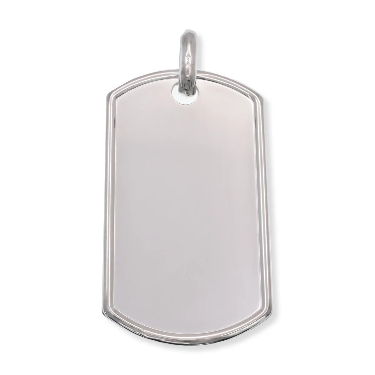 925 Sterling Silver High Polished Raised Edges 22.7mm x 40.2mm Dogtag