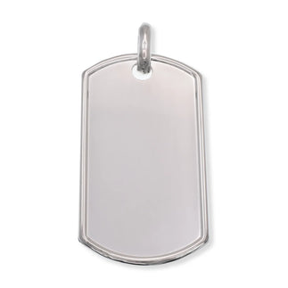 925 Sterling Silver High Polished Raised Edges 22.7mm x 40.2mm Dogtag
