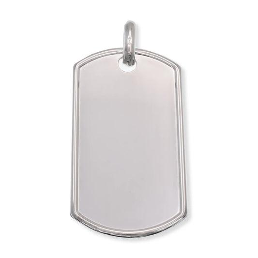 925 Sterling Silver High Polished Raised Edges 22.7mm x 40.2mm Dogtag