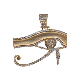 925 Sterling Silver Gold Plated CZ Eye Of Horus Hip Hop Pendant