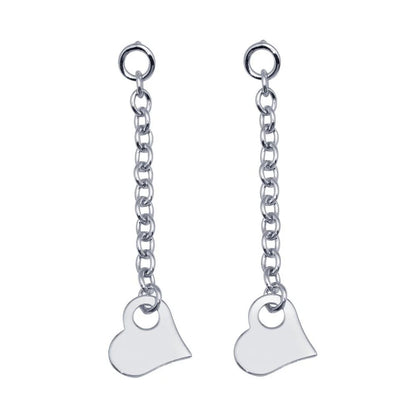925 Sterling Silver Rhodium Plated Drop Heart Earrings