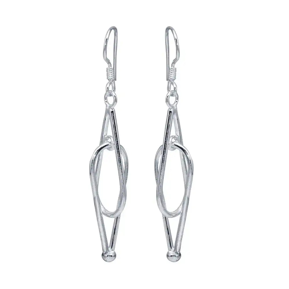 925 Sterling Silver Rhodium Plated Two Teardrop Dangling Hook Earrings