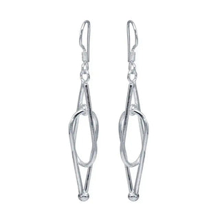 925 Sterling Silver Rhodium Plated Two Teardrop Dangling Hook Earrings