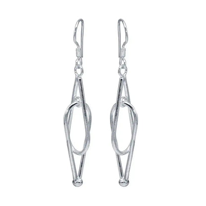 925 Sterling Silver Rhodium Plated Two Teardrop Dangling Hook Earrings