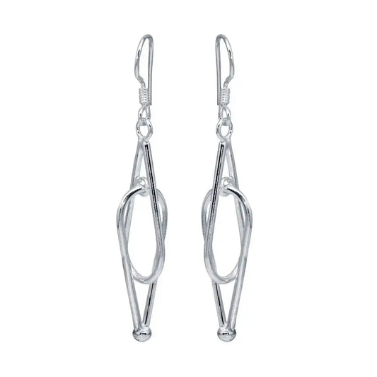 925 Sterling Silver Rhodium Plated Two Teardrop Dangling Hook Earrings