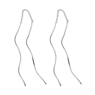 925 Silver Rhodium Plated Two Dangling Spiral Stud Earrings