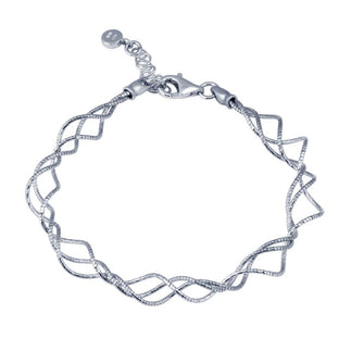 925 Sterling Silver Rhodium Plated Twisted Adjustable Bracelet
