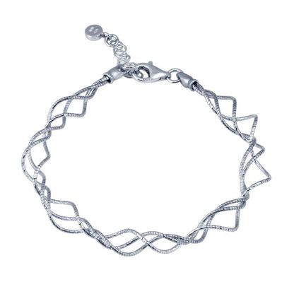 925 Sterling Silver Rhodium Plated Twisted Adjustable Bracelet