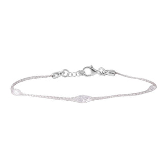 925 Silver Rhodium Plated Mesh Embedded Thin CZ Italian Bracelet