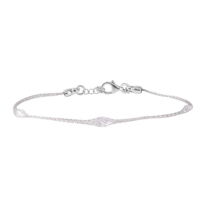 925 Silver Rhodium Plated Mesh Embedded Thin CZ Italian Bracelet