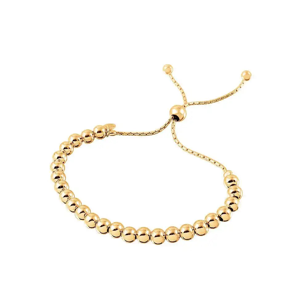 925 Sterling Silver Gold Plated Beaded Lariat Italian Bracelet 5.2mm