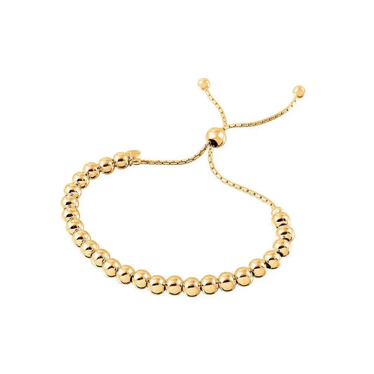 925 Sterling Silver Gold Plated Beaded Lariat Italian Bracelet 5.2mm