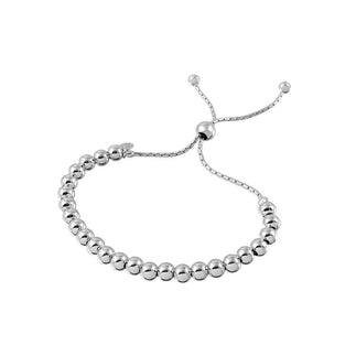 925 Silver Rhodium Plated Beaded Lariat Italian Bracelet 5.2mm