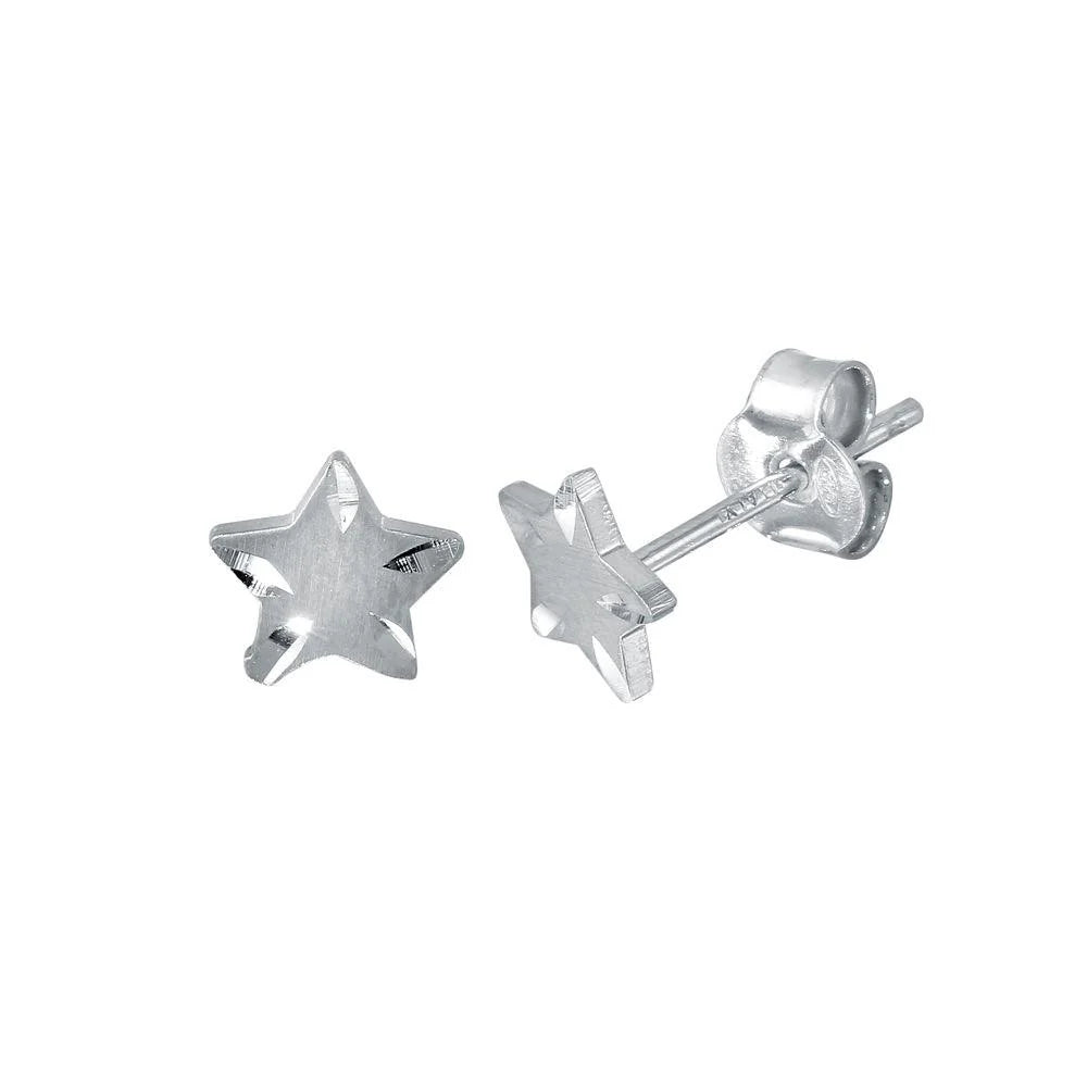 925 Sterling Silver Rhodium Plated DC Star Earrings