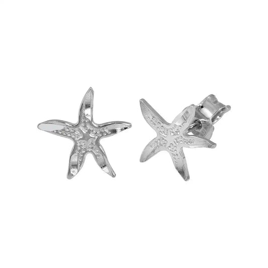 925 Sterling Silver Rhodium Plated DC Starfish Earrings