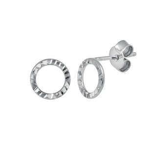 925 Sterling Silver Rhodium Plated Open Circle DC Flat Earrings