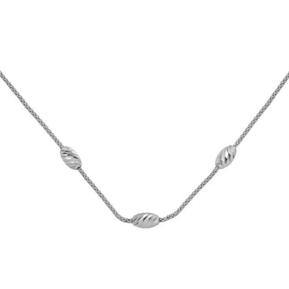 925 Sterling Silver Rhodium Plated Three Bead Necklace