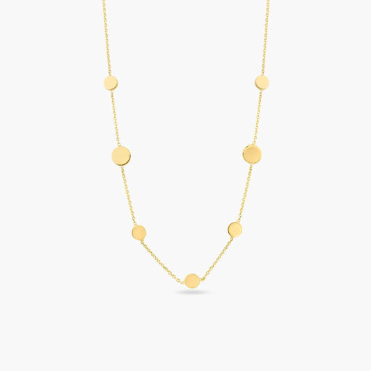 925 Sterling Silver Gold Plated Disc Chain Necklace