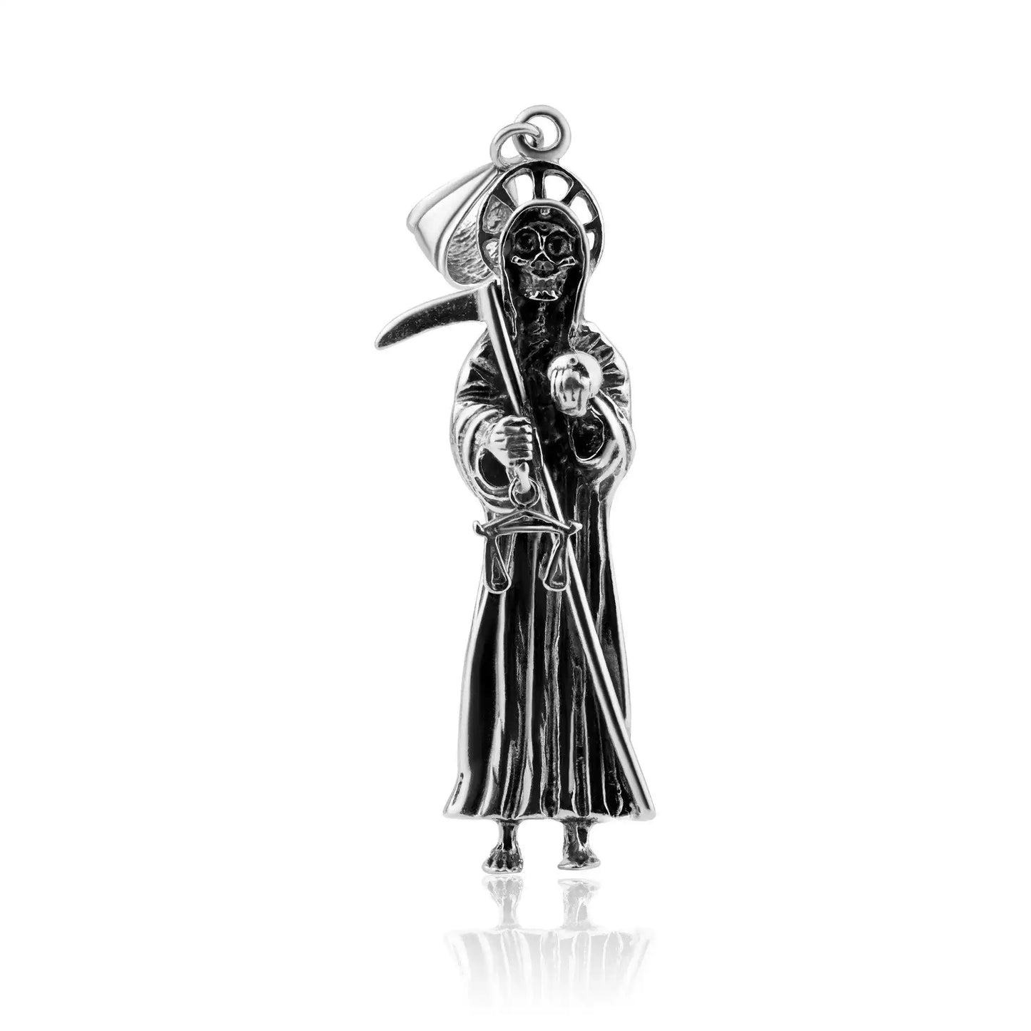925 Sterling Silver Oxidized Grim Reaper Pendant
