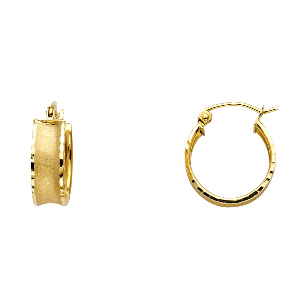 14K Yellow Gold Diamond-Cut Faceted Hoop Earrings aprox 1/2" in diameter