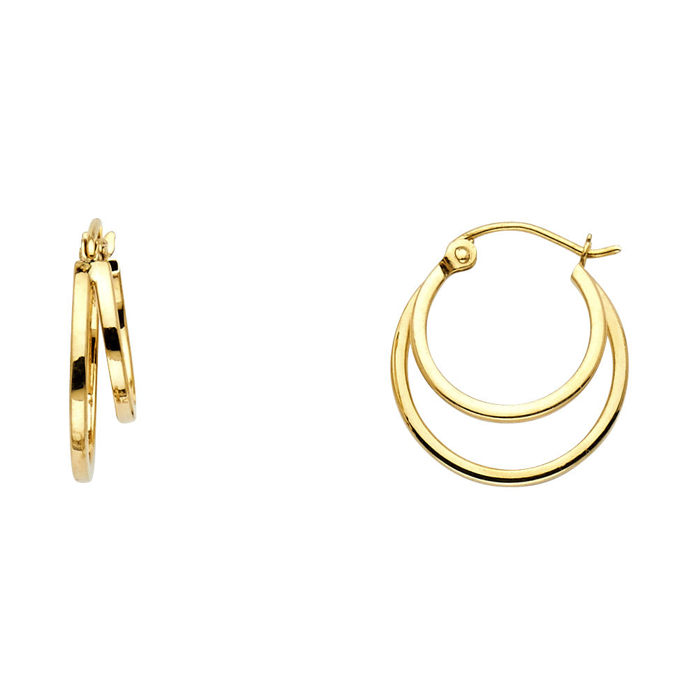 14K Yellow Gold Double Hoop Earrings aprox 1/2" in diameter