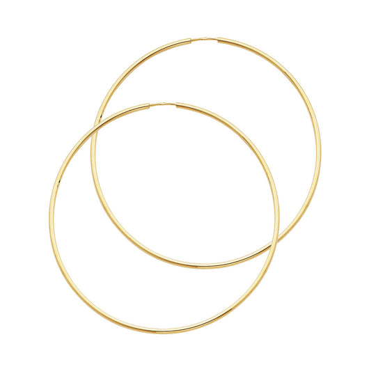 14K Yellow Gold Hollow Hoop Earrings 1.5mm Thick Aprox 1.8