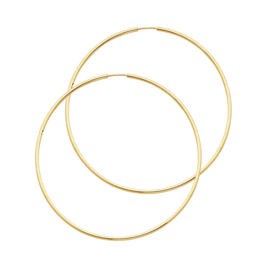 14K Yellow Gold Hollow Hoop Earrings 1.5mm Thick Aprox 1.8" in Diameter