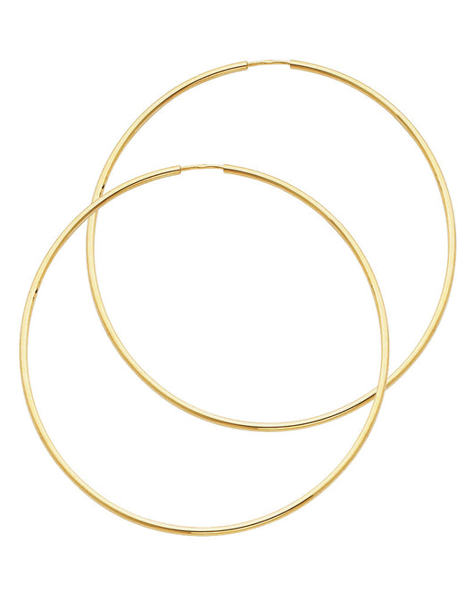 14K Yellow Gold Hollow Hoop Earrings 1.5mm Thick Aprox 1.8