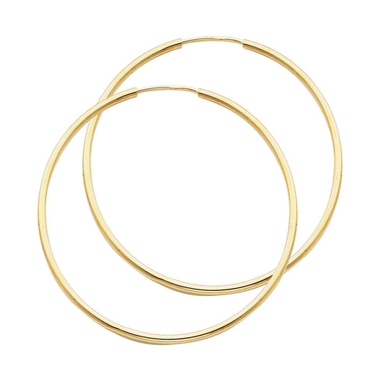 14K Yellow Gold Hollow Hoop Earrings 1.5mm Thick Aprox 1.4" in Diameter