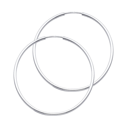 14K White Gold Hollow Hoop Earrings 1.5mm Thick Aprox 1.4" in Diameter