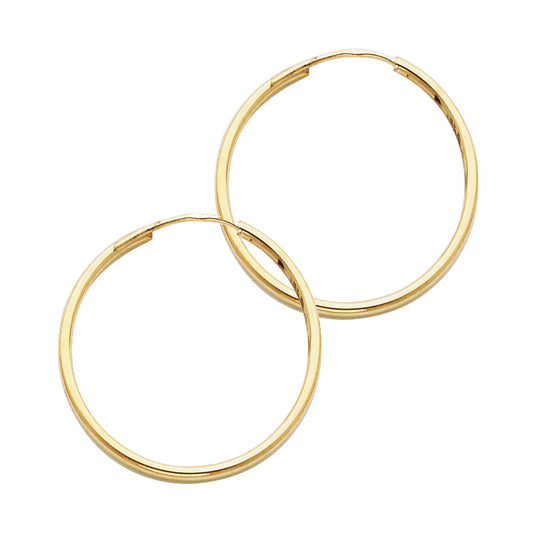 14K Yellow Gold Hollow Hoop Earrings 1.5mm Thick Aprox .9" in Diameter