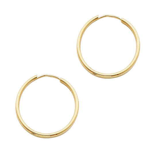 14K Yellow Gold Hollow Hoop Earrings 1.5mm Thick Aprox .7" in Diameter