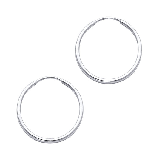 14K White Gold Hollow Hoop Earrings 1.5mm Thick Aprox .7" in Diameter