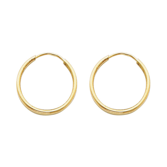 14K Yellow Gold Hollow Hoop Earrings 1.5mm Thick Aprox .6" in Diameter