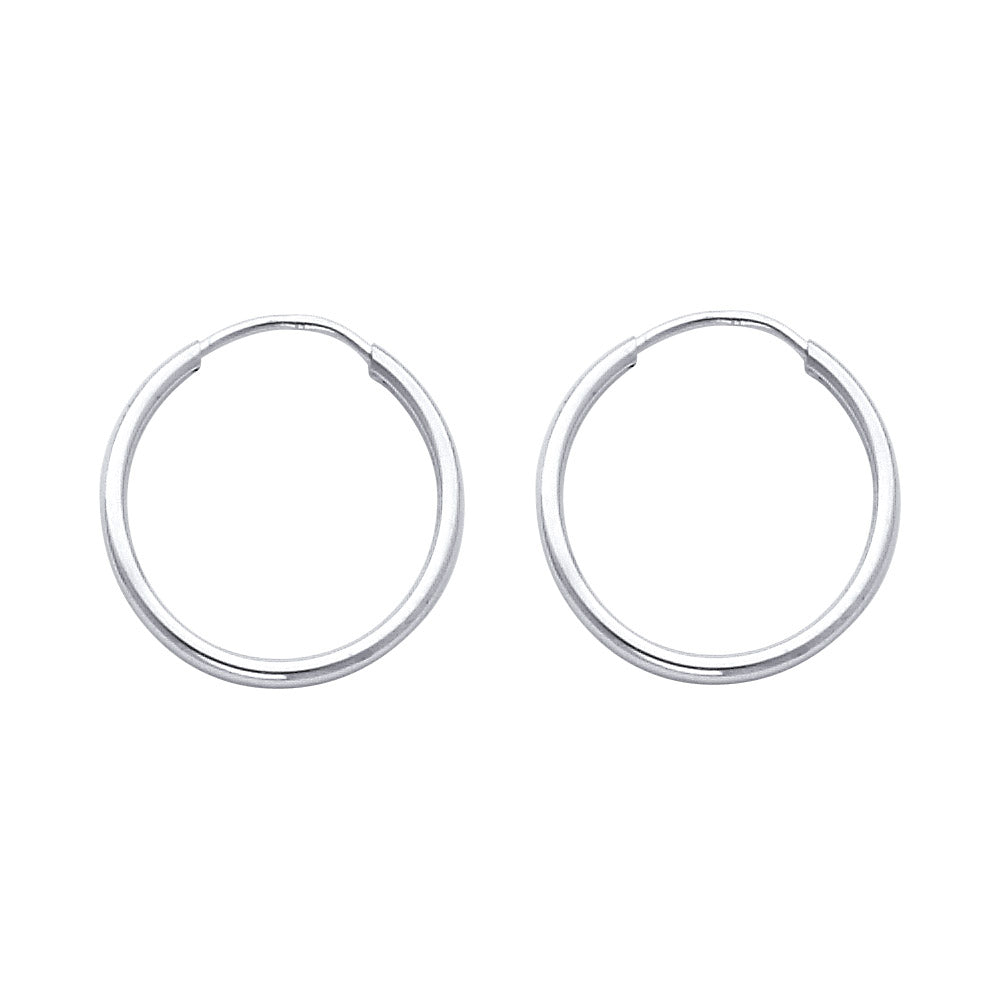 14K White Gold Hollow Hoop Earrings 1.5mm Thick Aprox .6" in Diameter