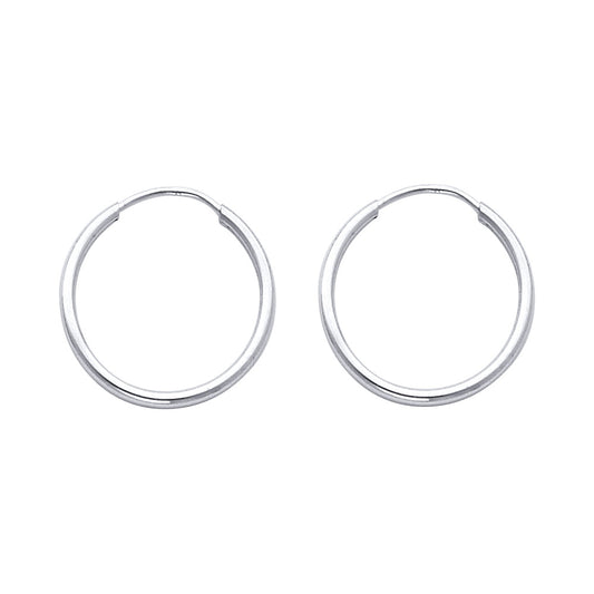 14K White Gold Hollow Hoop Earrings 1.5mm Thick Aprox .6" in Diameter
