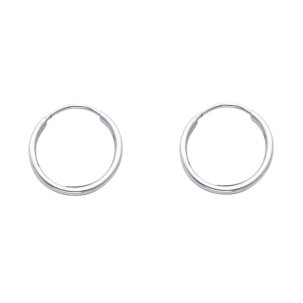 14K White Gold Hollow Hoop Earrings 1.5mm Thick Aprox .5" in Diameter