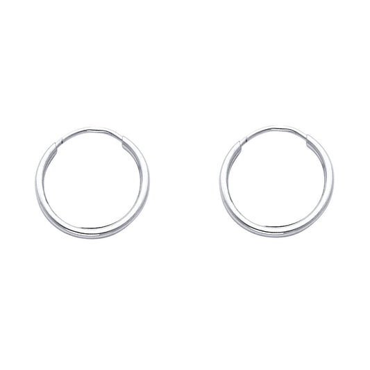 14K White Gold Hollow Hoop Earrings 1.5mm Thick Aprox .5" in Diameter