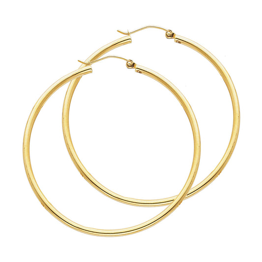 14K Yellow Gold Hollow Hoop Earrings 2.0mm Thick Aprox 1.8" in Diameter