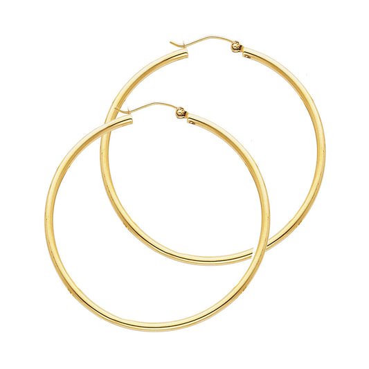 14K Yellow Gold Hollow Hoop Earrings 2.0mm Thick Aprox 1.4" in Diameter